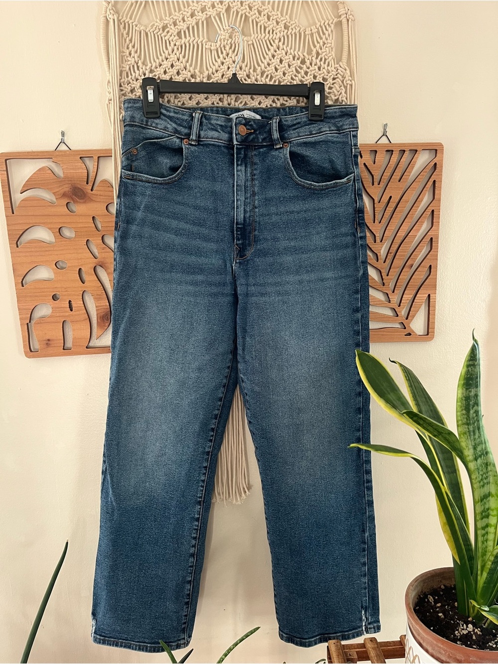 Zara High Rise Ankle Grazer Medium Wash Denim Jeans Size 12